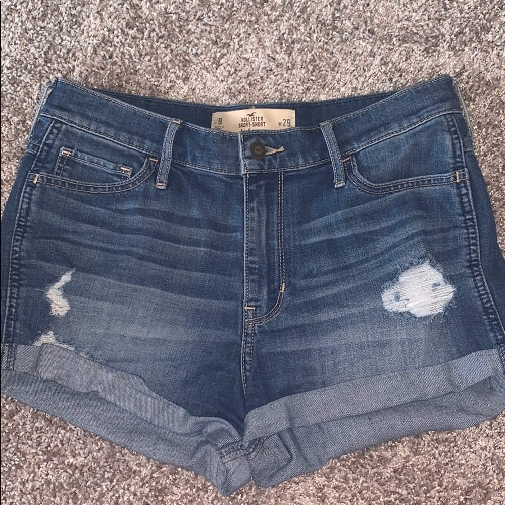Hollister medium wash high rise shorts